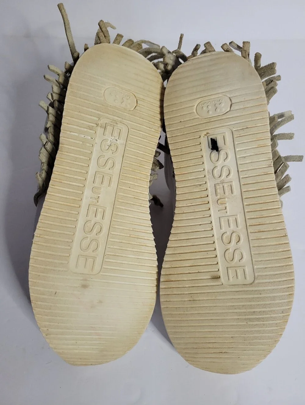 Esseutesse Italian Handmade White Leather Fringe Sneakers Boho Shoes38/7.5-8